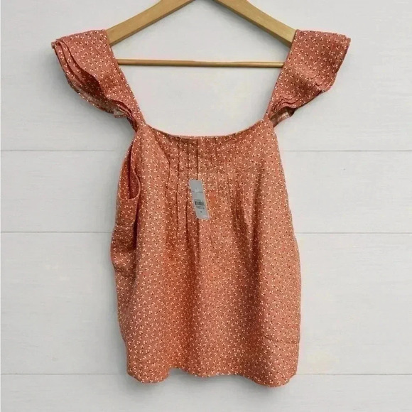 Ann Taylor Floral Linen Blend Pintucked Ruffle Tank Top Size Medium M NWT - Picture 3 of 8